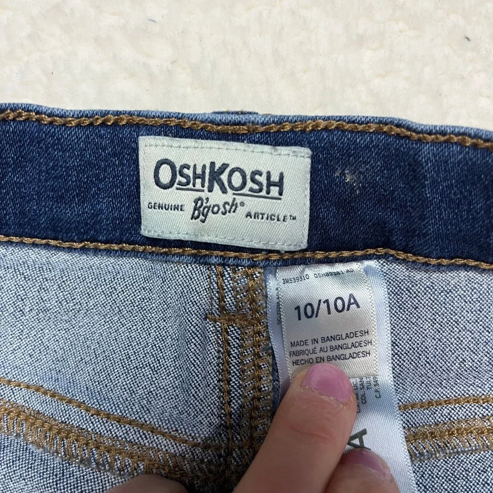 OshKosh B'gosh Jeans Girls 10‎ Blue Skinny High Rise Button Fly Raw Hem Stretch